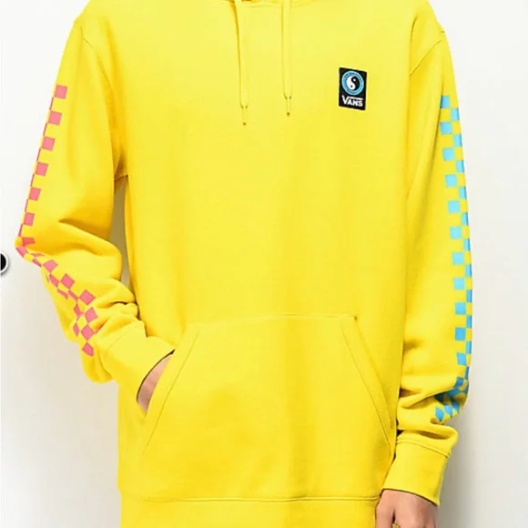 Vans Vibrant Yellow T & C Surf Designs Hoodie with Colorful Sleeves - Picture 7 of 8